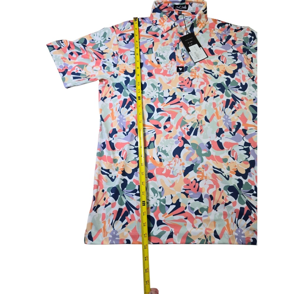 NWT Bad Birdie Polo Shirt M Colorful Abstract Pattern - Picture 5 of 9